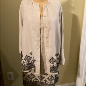 EMANUEL Emanuel Unigaro LIBERTE 3pc 100% linen embroidered outfit, size 8/42